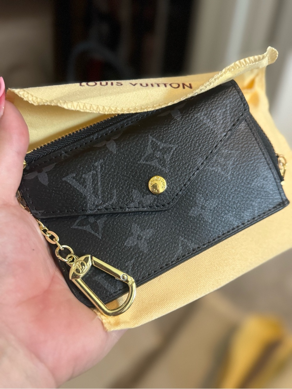 Black Monogram Key Pouch Card Holder